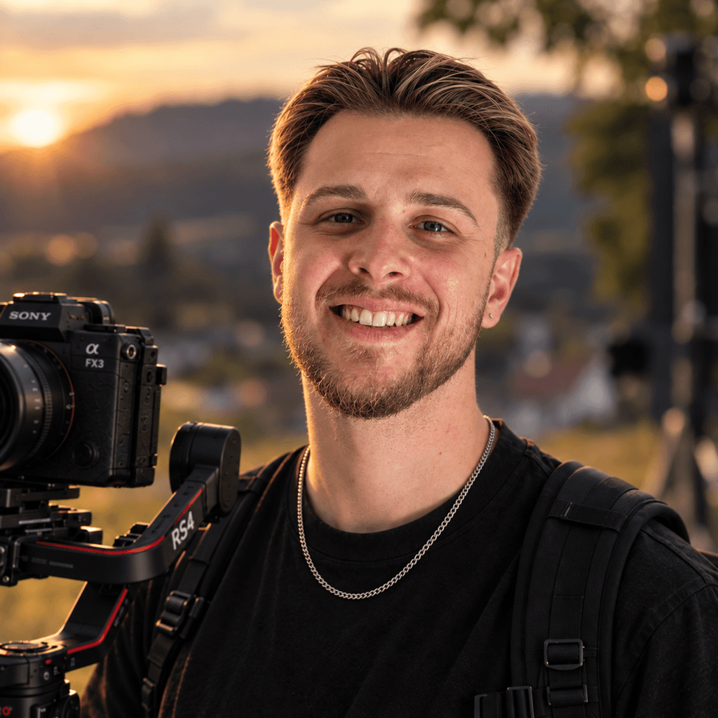 Alain Knecht mit Kamera und Gimbal